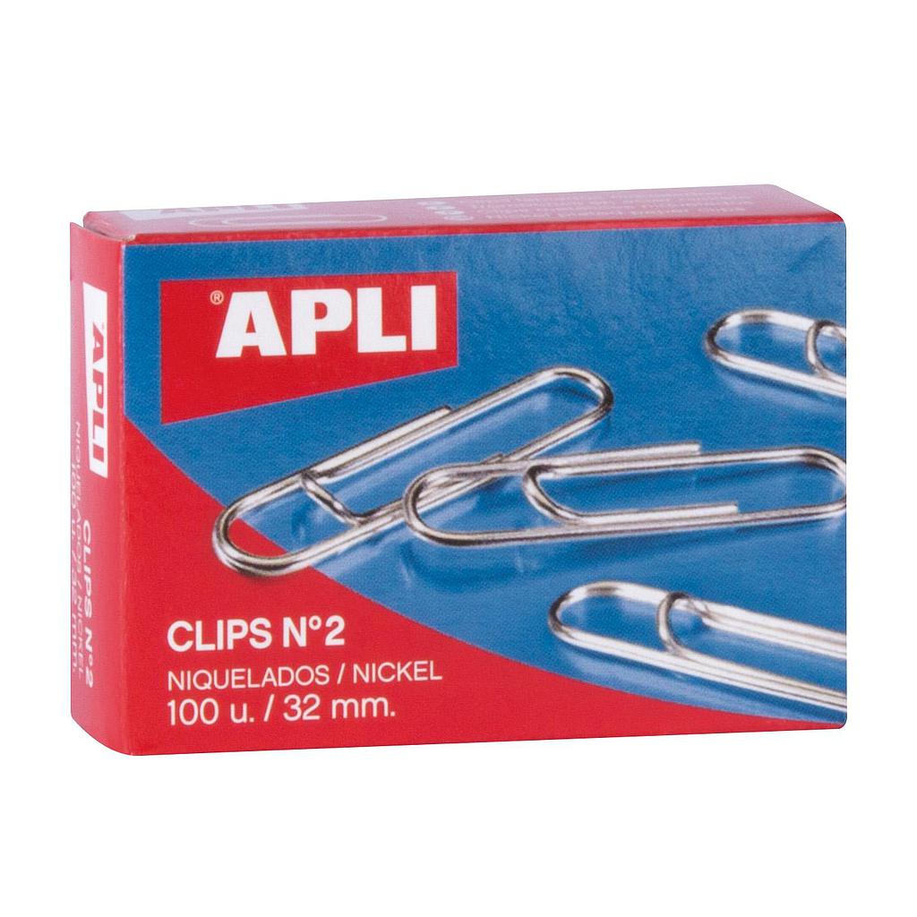 APLI - CLIP Nº2 (32 mm.) NIQUELADO CAJA de 100 (Ref.11711)