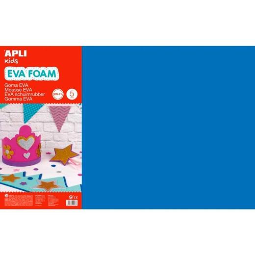 APLI - GOMA EVA HOJA 40x60 cm AZUL PAQUETE de 5 (Ref.12763)