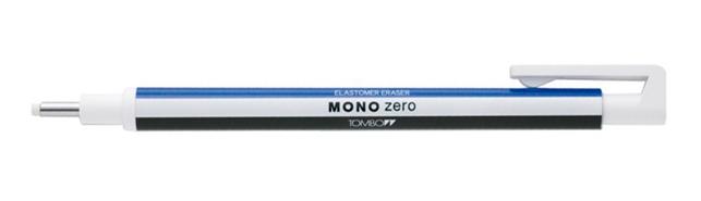 TOMBOW - MONO ZERO LÁPIZ BORRADOR DE PRECISIÓN PUNTA 2,3MM REDONDA CUERPO BLANCO/AZUL/NEGRO (Ref.EH-KUR)