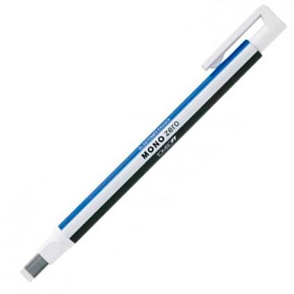 TOMBOW - MONO ZERO LÁPIZ BORRADOR DE PRECISIÓN PUNTA 2,5X5MM RECTANGULAR CUERPO BLANCO/AZUL/NEGRO (Ref.EH-KUS)