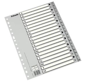 ESSELTE - INDICE PP ALFABETICO Fº 20 pestañas 16 taladros GRIS (11604) (Ref.47139)