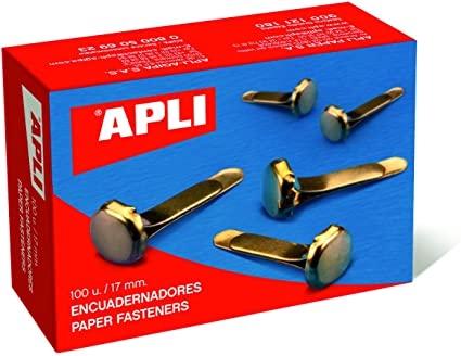 APLI - ENCUADERNADOR latonado Nº3 (17 mm) CAJA de 100 (Ref.12284)