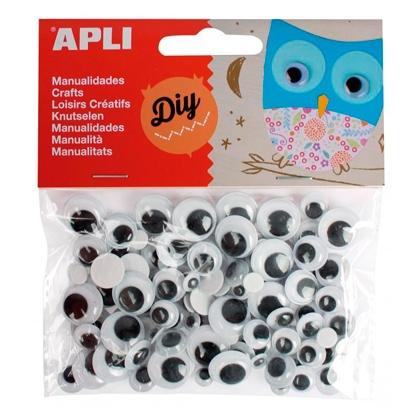 APLI - OJOS MOVILES REDONDOS NEGRO BOLSA de 100 (Ref.13263)
