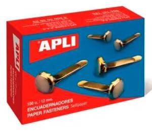 APLI - ENCUADERNADOR latonado Nº1 (12 mm) CAJA de 100 (Ref.12283)