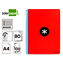 ANTARTIK - Cuaderno espiral liderpapel A4 tapa dura 80h 100gr cuadro 4mm con margen color rojo (Ref. KB14)