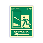 ARCHIVO 2000 - Pictograma salida emergencia escalera sube izquierda pvc verde luminiscente 224x300 mm (Ref. 6170-13H VE)