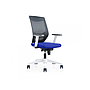 ROCADA - Silla de oficina con brazos regulables y respaldo malla negro tapizada en tela ignifuga azul color blanco (Ref. 908W-3)