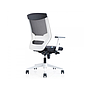 ROCADA - Silla de oficina con brazos regulables y respaldo malla negro tapizada en tela ignifuga negro color blanco (Ref. 908W-4)