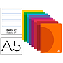 LIDERPAPEL - LIBRETA 360 TAPA DE PLASTICO A5 48 HOJAS 90G/M2 PAUTA 4 3,5MM CON MARGEN COLORES SURTIDOS (Ref.LF18)