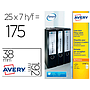 AVERY - Etiqueta adhesiva permanente blanca 38x192 mm para lomo archivador laser caja de 175 unidades (Ref. L4760-25)