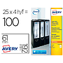 AVERY - Etiqueta adhesiva permanente blanca 61x192 mm para lomo archivador laser caja de 100 unidades (Ref. L4761-25)