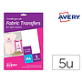 AVERY - Papel transfer para camisetas algodon color blanco ink-jet din A4 pack de 5 hojas (Ref. MD1001)