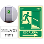ARCHIVO 2000 - Pictograma salida emergencia escalera baja derecha pvc verde luminiscente 224x300 mm (Ref. 6170-12H VE)