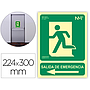 ARCHIVO 2000 - Pictograma salida de emergencia izquierda pvc verde luminiscente 224x300 mm (Ref. 6170-03H VE)