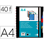 LIDERPAPEL - Carpeta A4 con 40 fundas intercambiables 5 sep sobre y gomilla portada y lomo personalizable negro (Ref. JC32)