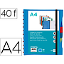 LIDERPAPEL - Carpeta A4 con 40 fundas intercambiables 5 sep sobre y gomilla portada y lomo personalizable azul (Ref. JC34)