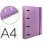 LIDERPAPEL - Carpeta con recambio A4 cuadro 5mm 100 hojas 80g polipropileno 4 anillas mixtas 25mm lavanda (Ref. CH59)