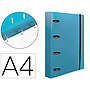 LIDERPAPEL - Carpeta con recambio A4 cuadro 5mm 100 hojas 80g polipropileno 4 anillas mixtas 25mm celeste (Ref. CH60)