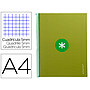 ANTARTIK - Cuaderno espiral liderpapel A4 micro tapa forrada 80h 90 gr cuadro 5mm 1 banda 4 taladros verde (Ref. KB22)