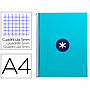 ANTARTIK - Cuaderno espiral liderpapel A4 micro tapa forrada 80h 90 gr cuadro 5mm 1 banda 4 taladros turquesa (Ref. KB26)