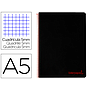 LIDERPAPEL - Cuaderno espiral a5 micro wonder tapa plastico 120h 90g cuadro 5mm 5 bandas 6 taladros color negro (Ref. BJ67)
