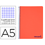 LIDERPAPEL - Cuaderno espiral a5 micro wonder tapa plastico 120h 90g cuadro 5mm 5 bandas 6 taladros color rojo (Ref. BJ70)