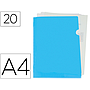 LIDERPAPEL - Carpeta dossier uñero polipropileno din A4 celeste opaco 20 hojas (Ref. BL22)