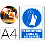 ARCHIVO 2000 - Pictograma obligatorio uso de guantes pvc azul luminiscente 210x297 mm (Ref. 6173-03 AZ)