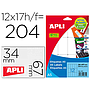 APLI - Etiqueta adhesiva blanca 12x30 mm sobre a5 de 990 unidades (Ref. 1861)