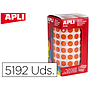 APLI - Gomets autoadhesivo circulares 10,5 mm naranja rollo con 5192 unidades (Ref. 11477)
