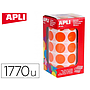 APLI - Gomets autoadhesivos circulares 20 mm naranja en rollo de 1770 unidades (Ref. 11488)